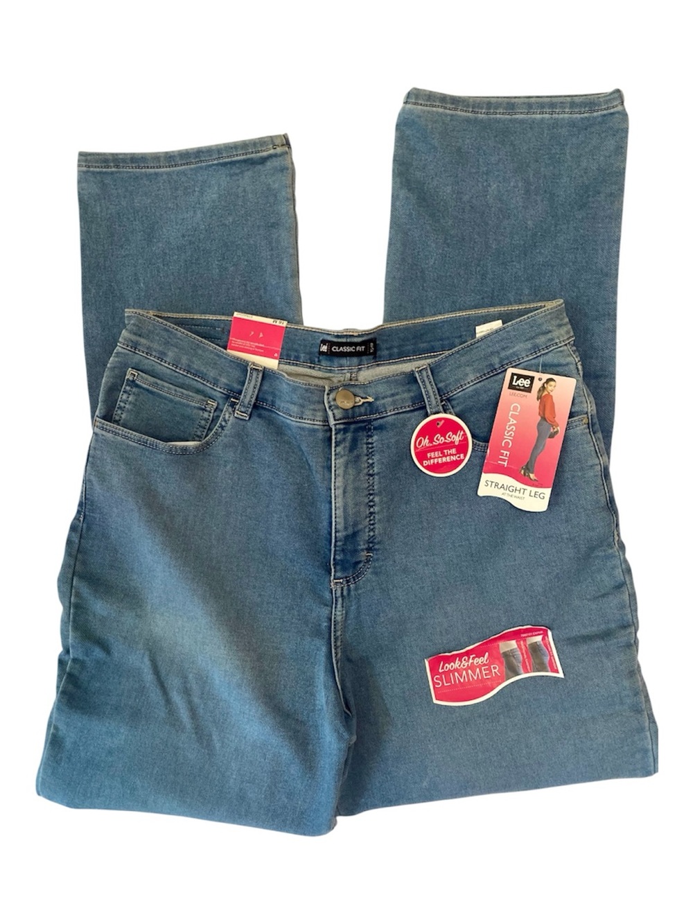 NWT Lee Classic Fit Straight Leg Jeans Medium Wash Stretch Sz. 16